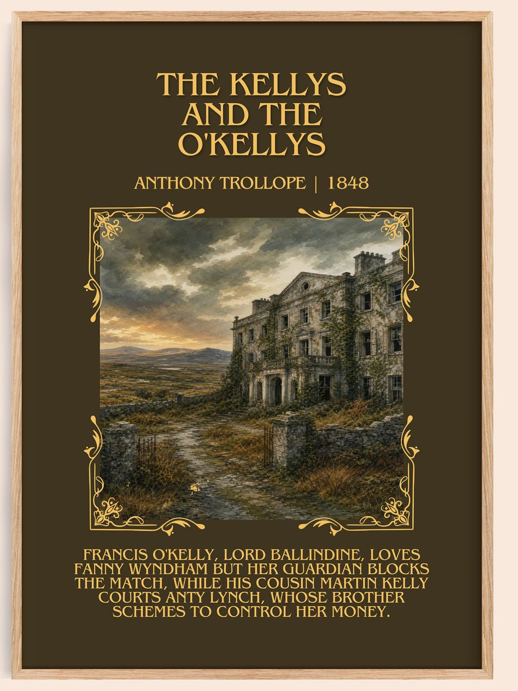 The Kellys And The O'Kellys Minimalist Book Poster by Anthony Trollope – book poster
