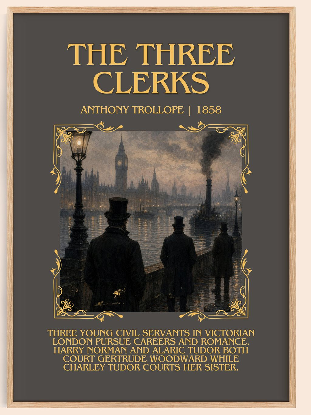 The Three Clerks Minimalist Book Poster by Anthony Trollope – book poster