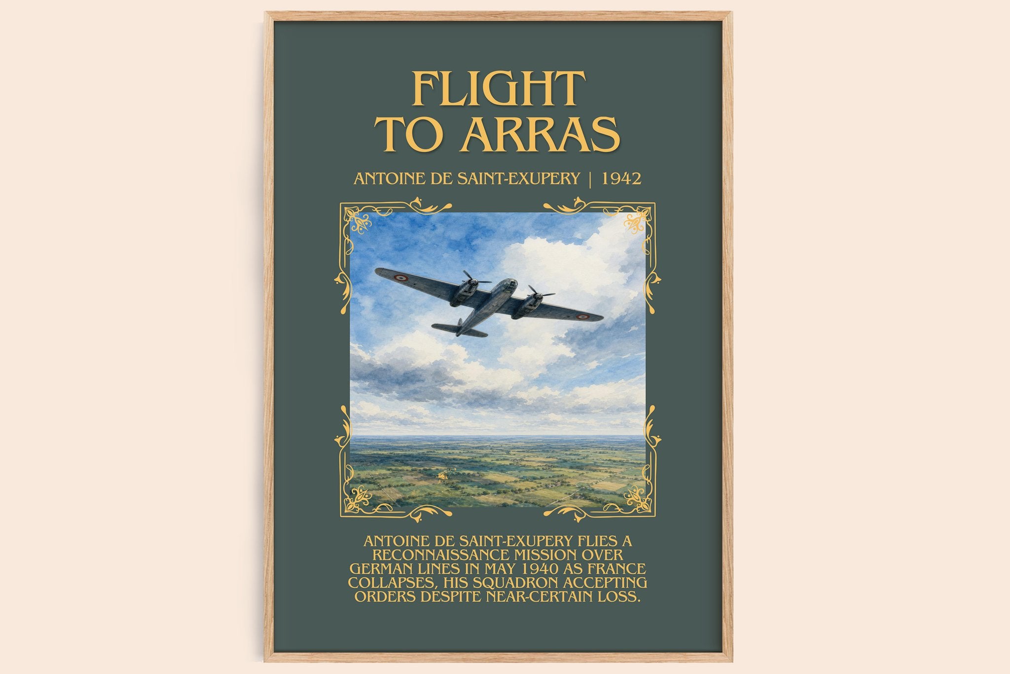 Flight To Arras Minimalist Book Poster by Antoine De Saint-Exupery