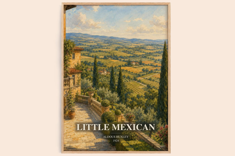 Little Mexican watercolour book poster by Aldous Huxley – framed literary art print