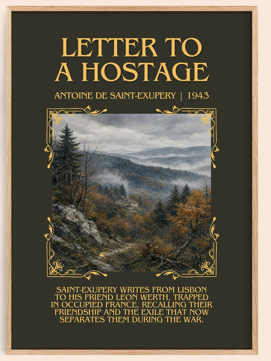 Letter To A Hostage Minimalist Book Poster by Antoine De Saint-Exupery – book poster