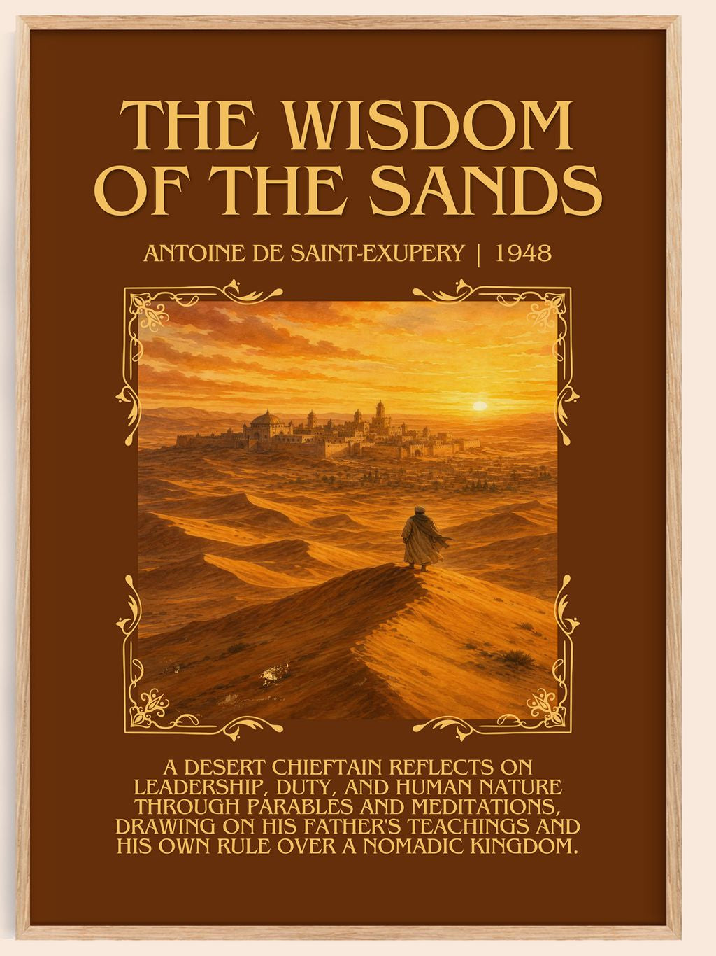 Wisdom Of The Sands Minimalist Book Poster by Antoine De Saint-Exupery – book poster