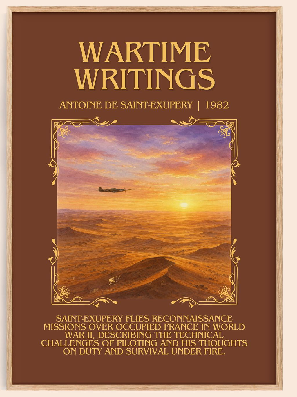 Wartime Writings Minimalist Book Poster by Antoine De Saint-Exupery – book poster