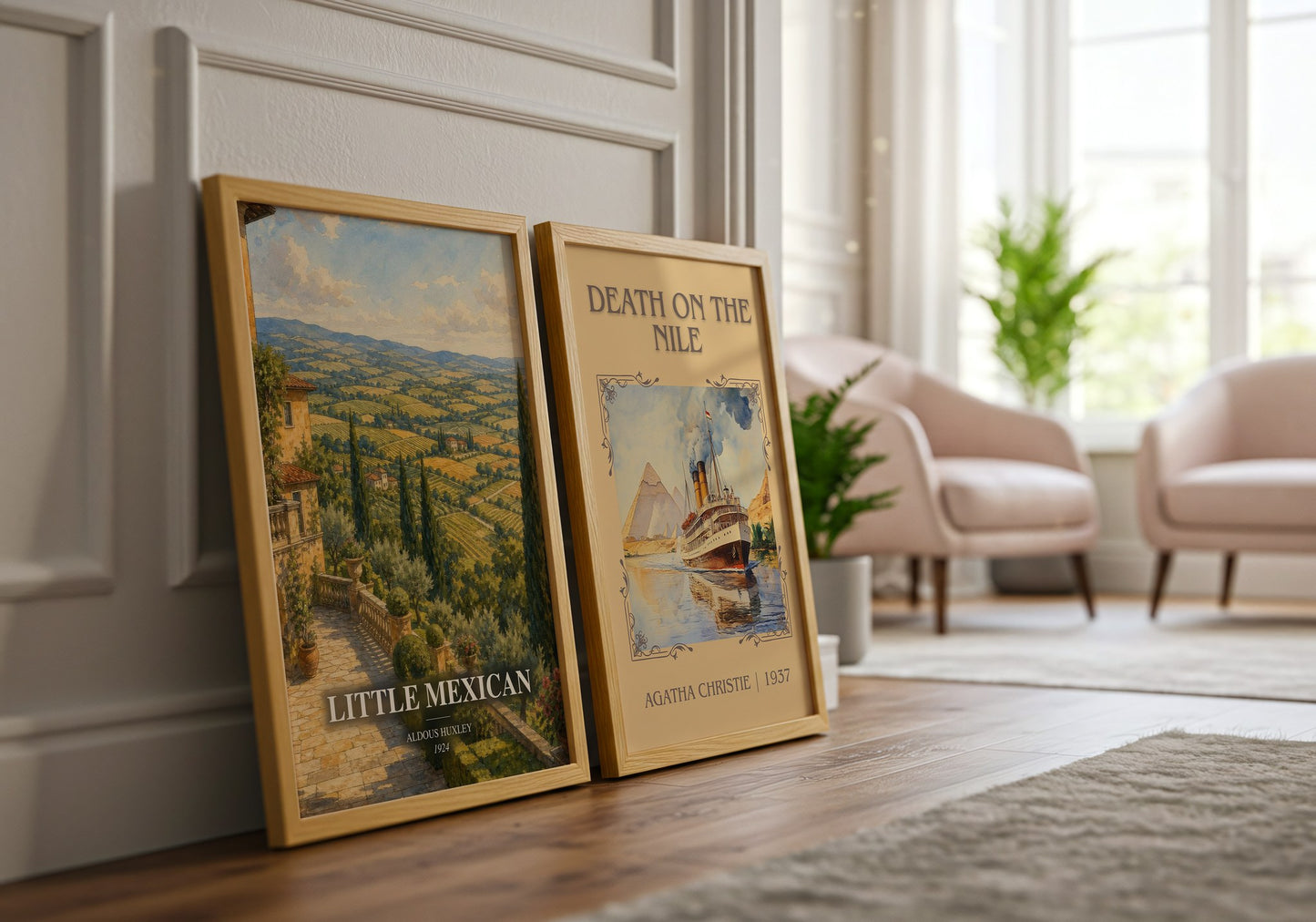 Little Mexican watercolour print framed by window – literary home decor
