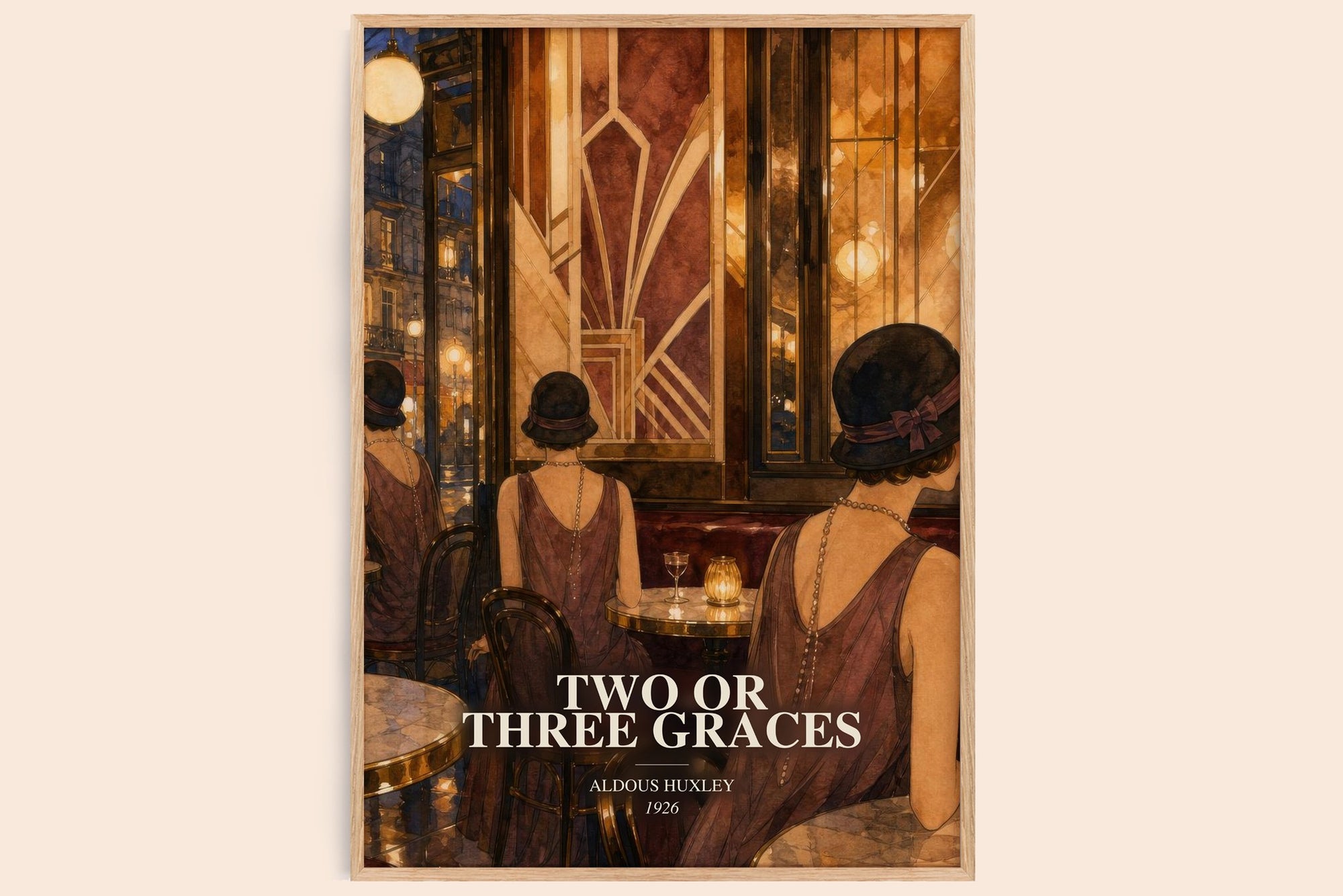 Two Or Three Graces watercolour book poster by Aldous Huxley – framed literary art print
