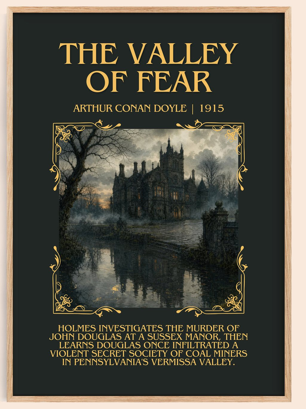 The Valley Of Fear minimalist book poster by Arthur Conan Doyle – framed literary art print