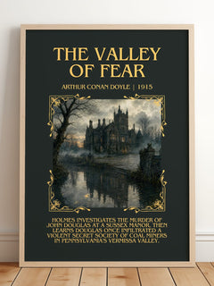 The Valley Of Fear minimalist print in frame leaning in hallway – mystery wall art