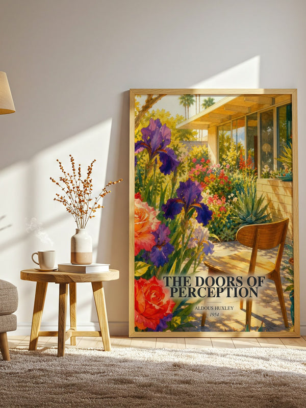 The Doors Of Perception watercolour print in frame leaning in hallway – non fiction wall art