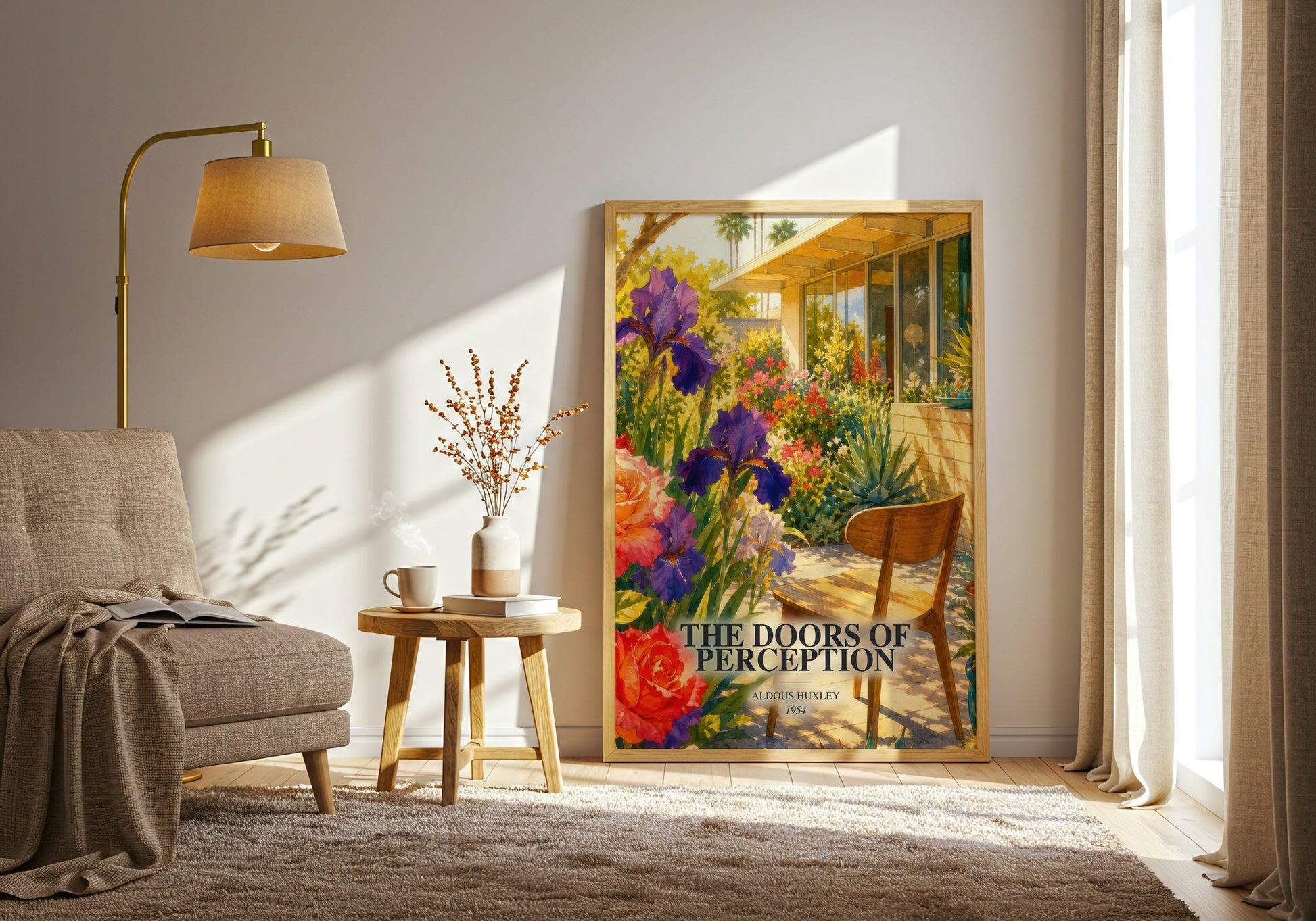 The Doors Of Perception watercolour print in frame leaning in hallway – non fiction wall art