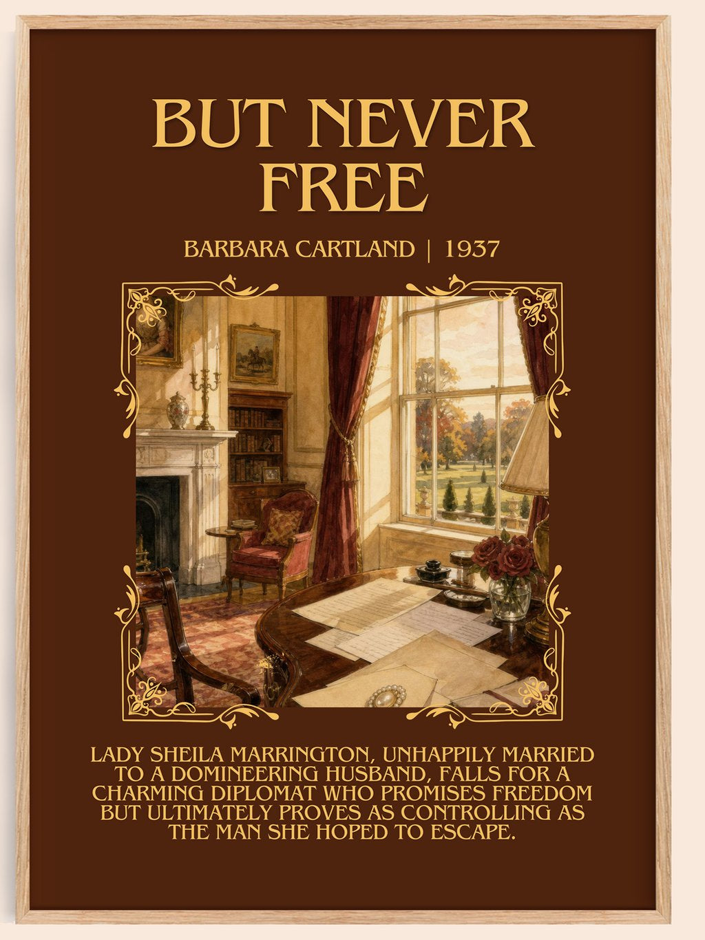But Never Free Minimalist Book Poster by Barbara Cartland – book poster
