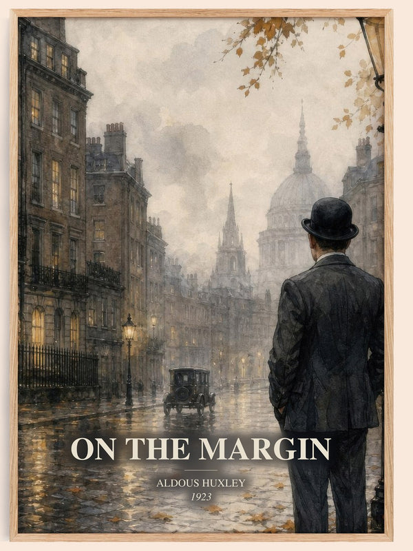 On The Margin watercolour book poster by Aldous Huxley – framed literary art print