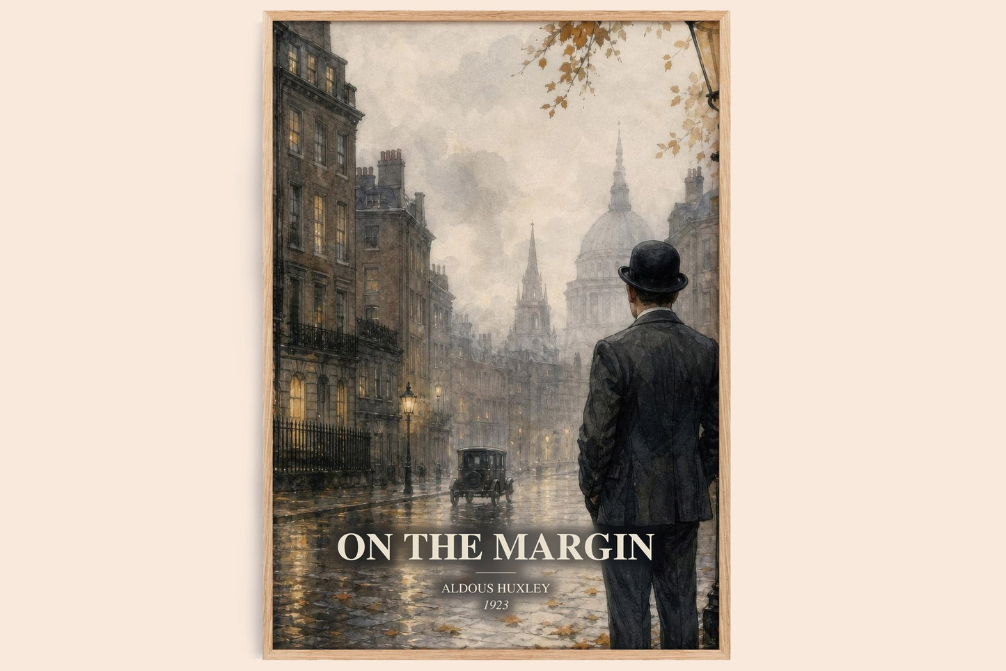On The Margin watercolour book poster by Aldous Huxley – framed literary art print