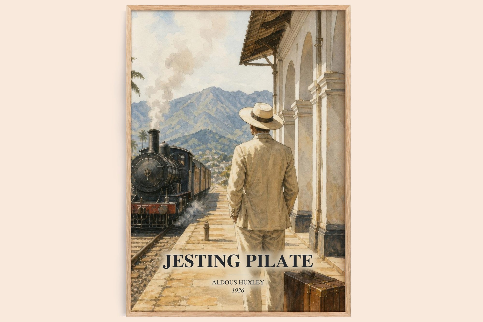 Jesting Pilate watercolour book poster by Aldous Huxley – framed literary art print