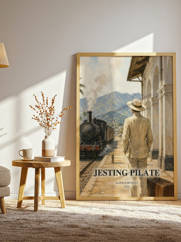 Jesting Pilate watercolour print in frame leaning in hallway – non fiction wall art