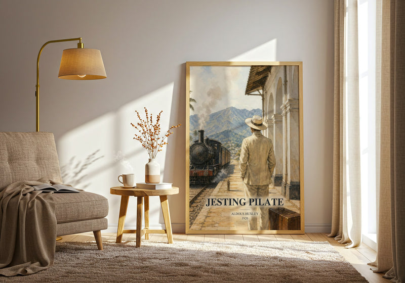 Jesting Pilate watercolour print in frame leaning in hallway – non fiction wall art