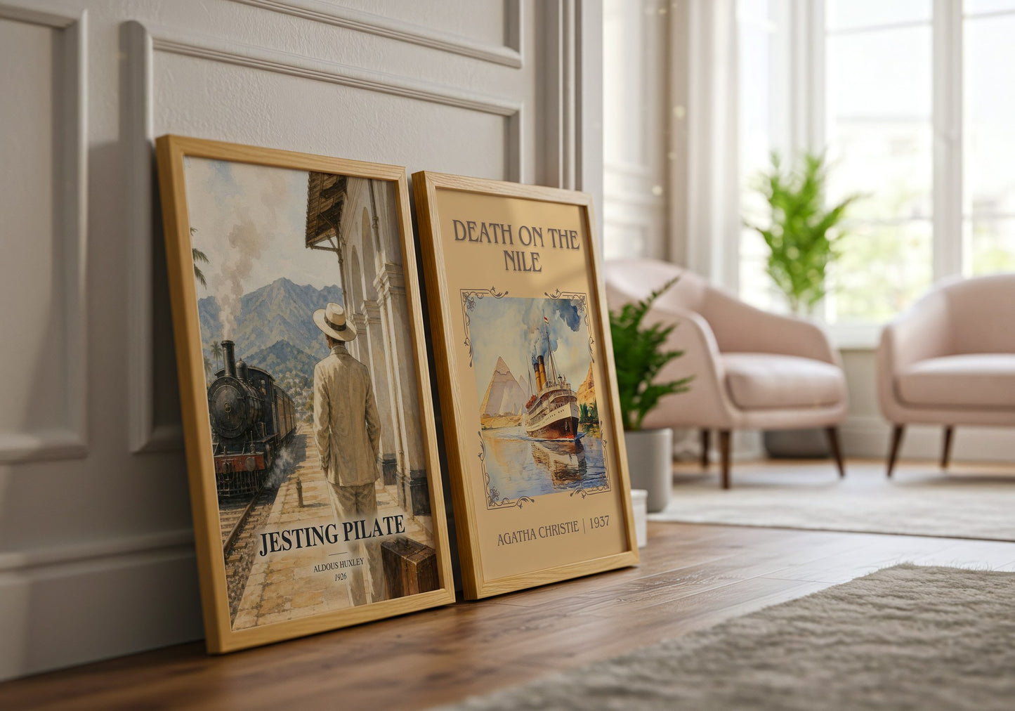 Jesting Pilate watercolour print framed by window – literary home decor