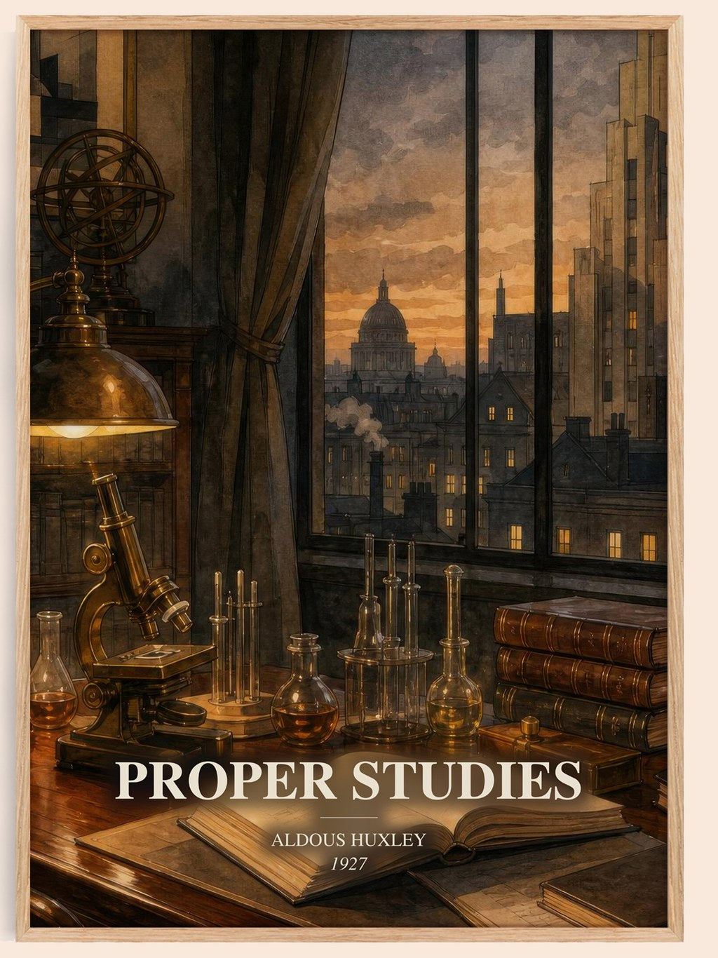 Proper Studies watercolour book poster by Aldous Huxley – framed literary art print