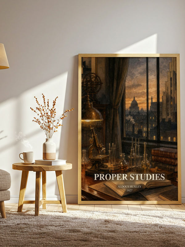 Proper Studies watercolour print in frame leaning in hallway – non fiction wall art