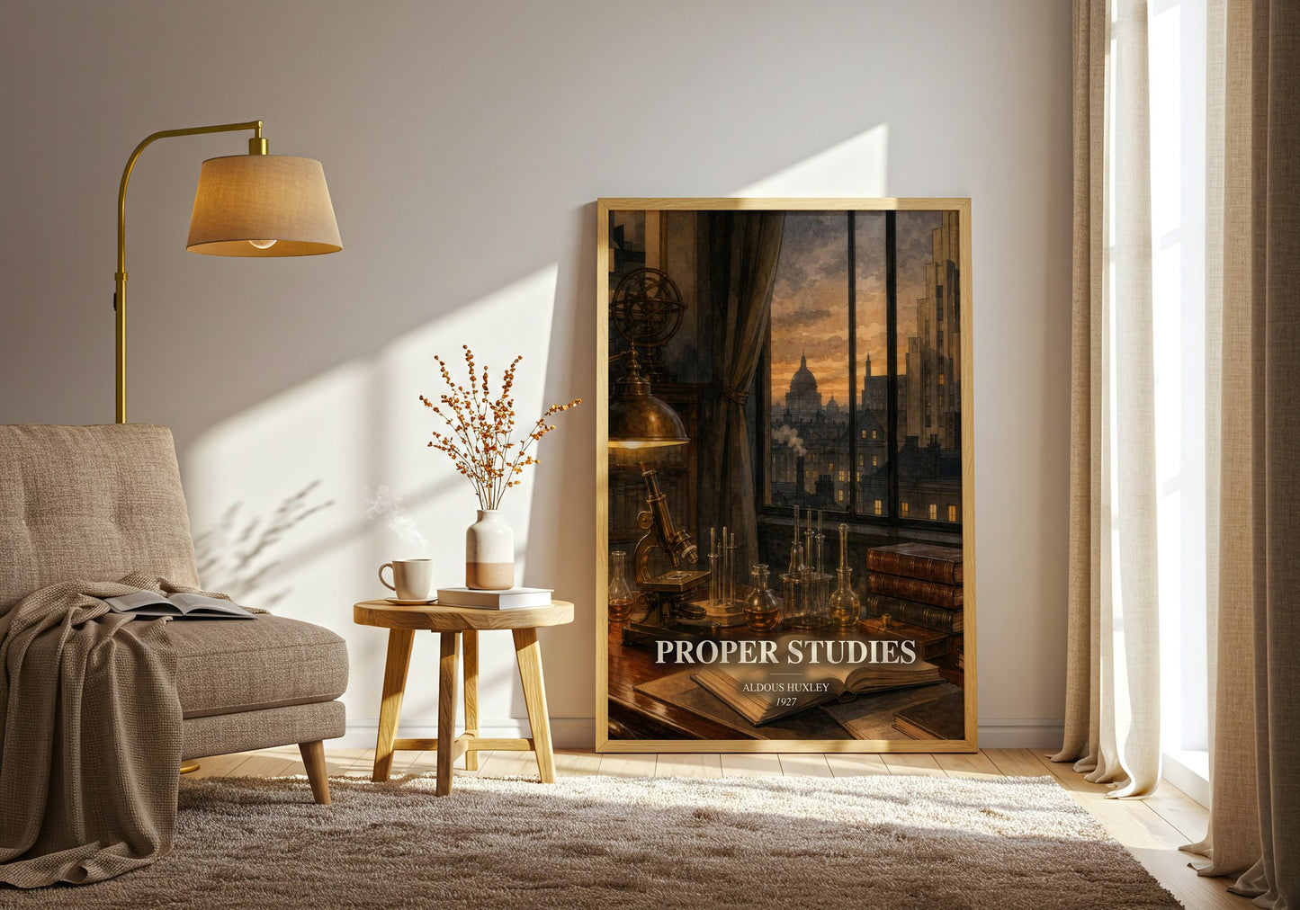 Proper Studies watercolour print in frame leaning in hallway – non fiction wall art