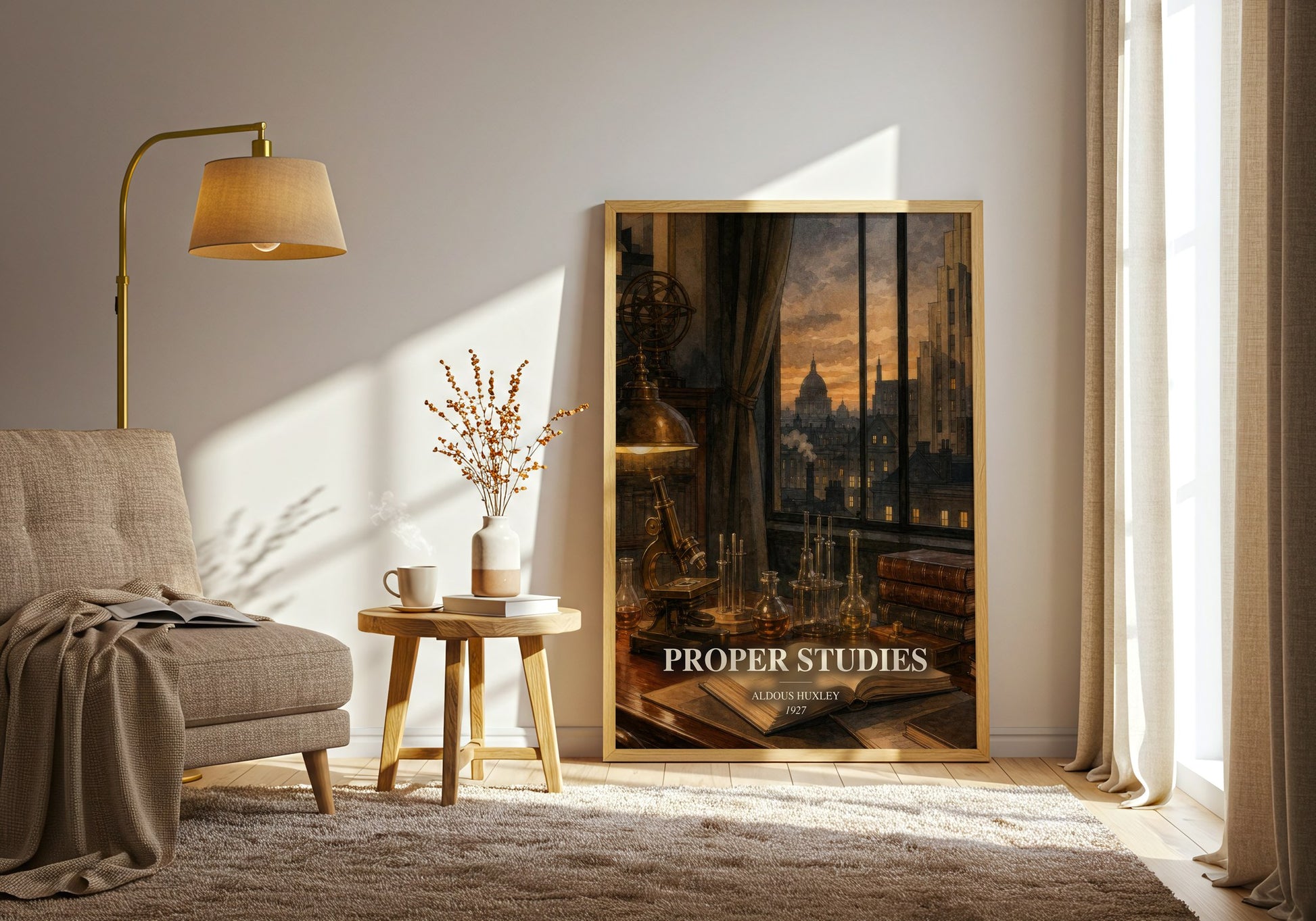 Proper Studies watercolour print in frame leaning in hallway – non fiction wall art