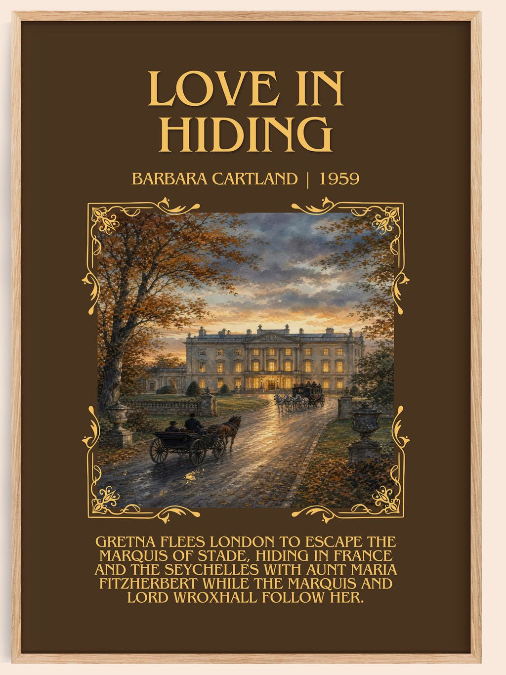 Love In Hiding Minimalist Book Poster by Barbara Cartland – book poster