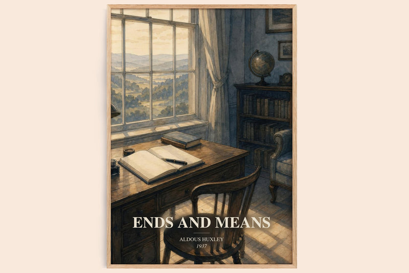 Ends And Means watercolour book poster by Aldous Huxley – framed literary art print