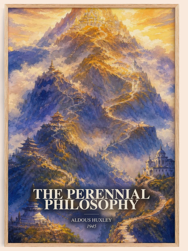 The Perennial Philosophy watercolour book poster by Aldous Huxley – framed literary art print