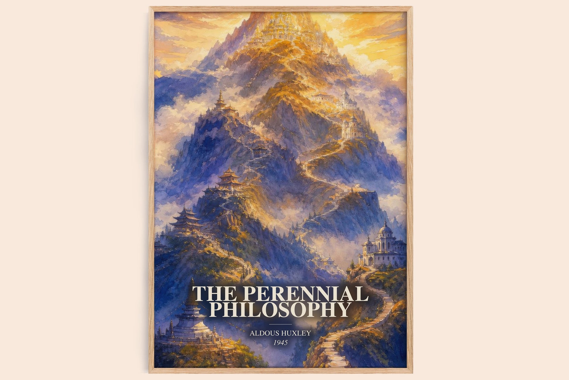The Perennial Philosophy watercolour book poster by Aldous Huxley – framed literary art print