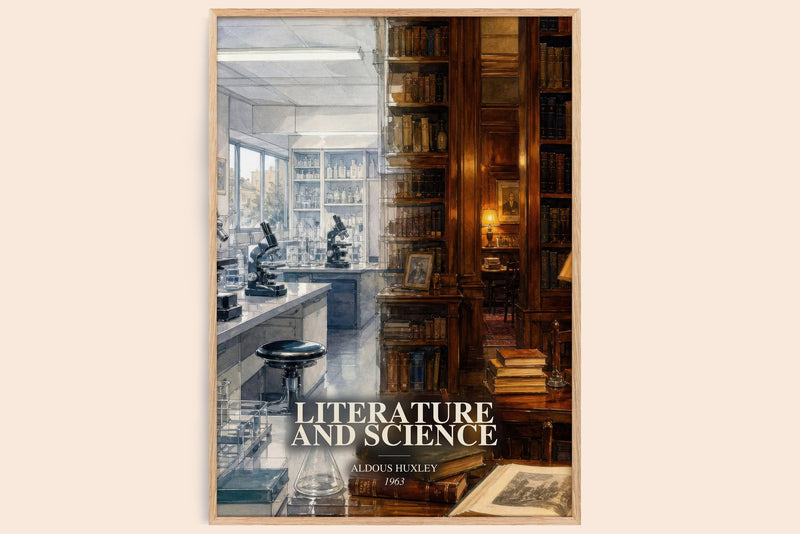 Literature And Science watercolour book poster by Aldous Huxley – framed literary art print