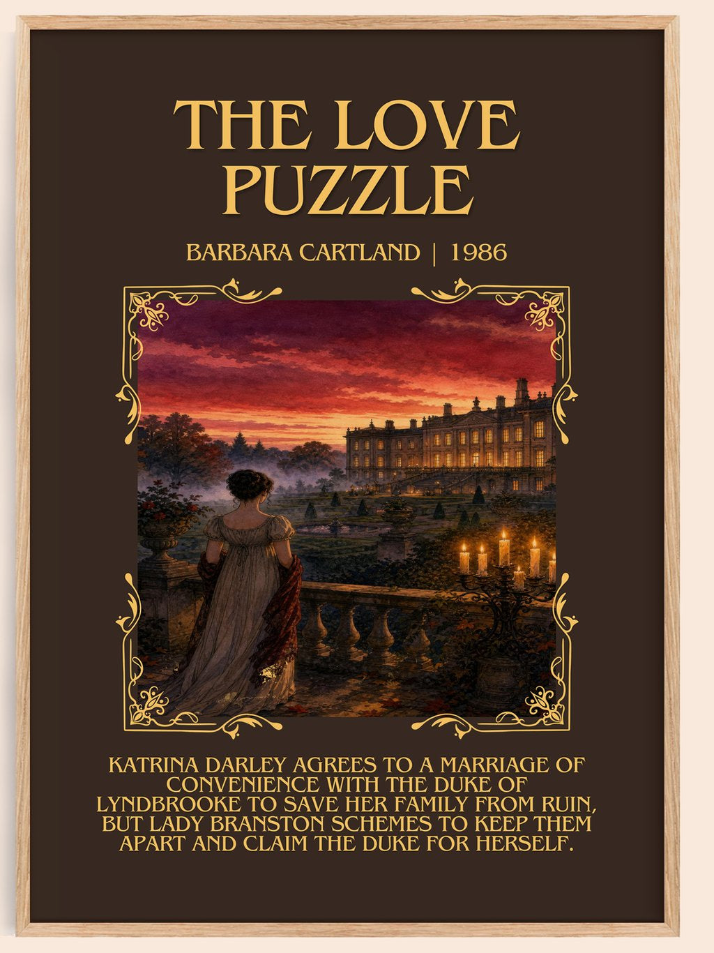 The Love Puzzle Minimalist Book Poster by Barbara Cartland – book poster
