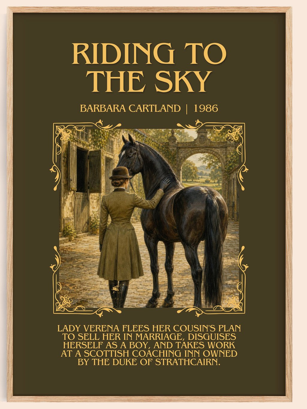 Riding To The Sky Minimalist Book Poster by Barbara Cartland – book poster