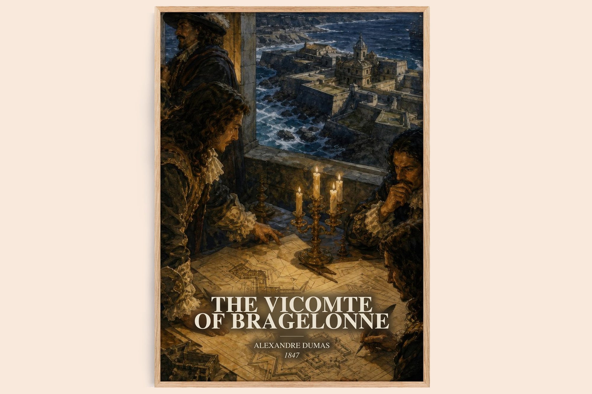 The Vicomte Of Bragelonne watercolour book poster by Alexandre Dumas – framed literary art print