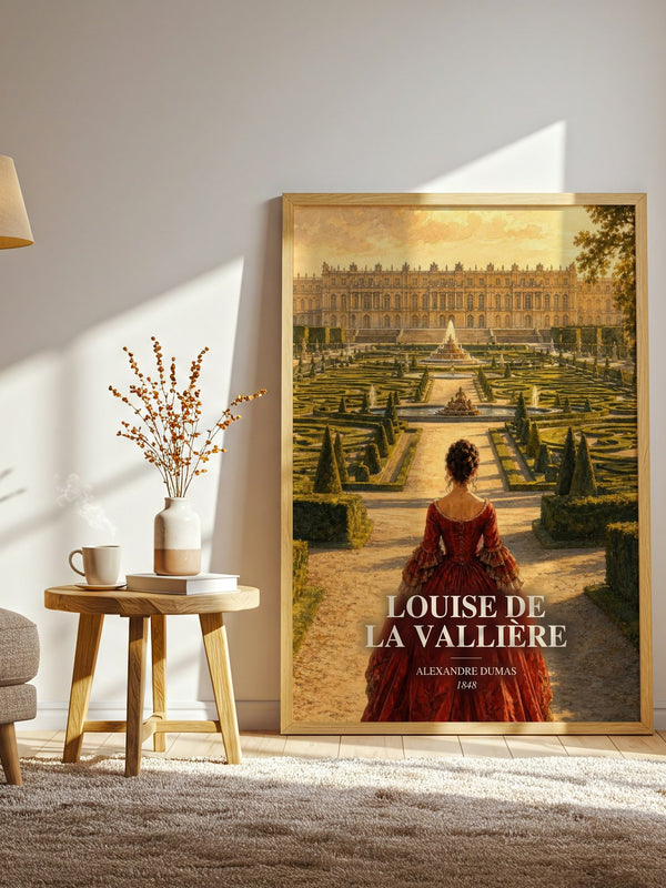 Louise De La Vallière watercolour print in frame leaning in hallway – historical fiction wall art