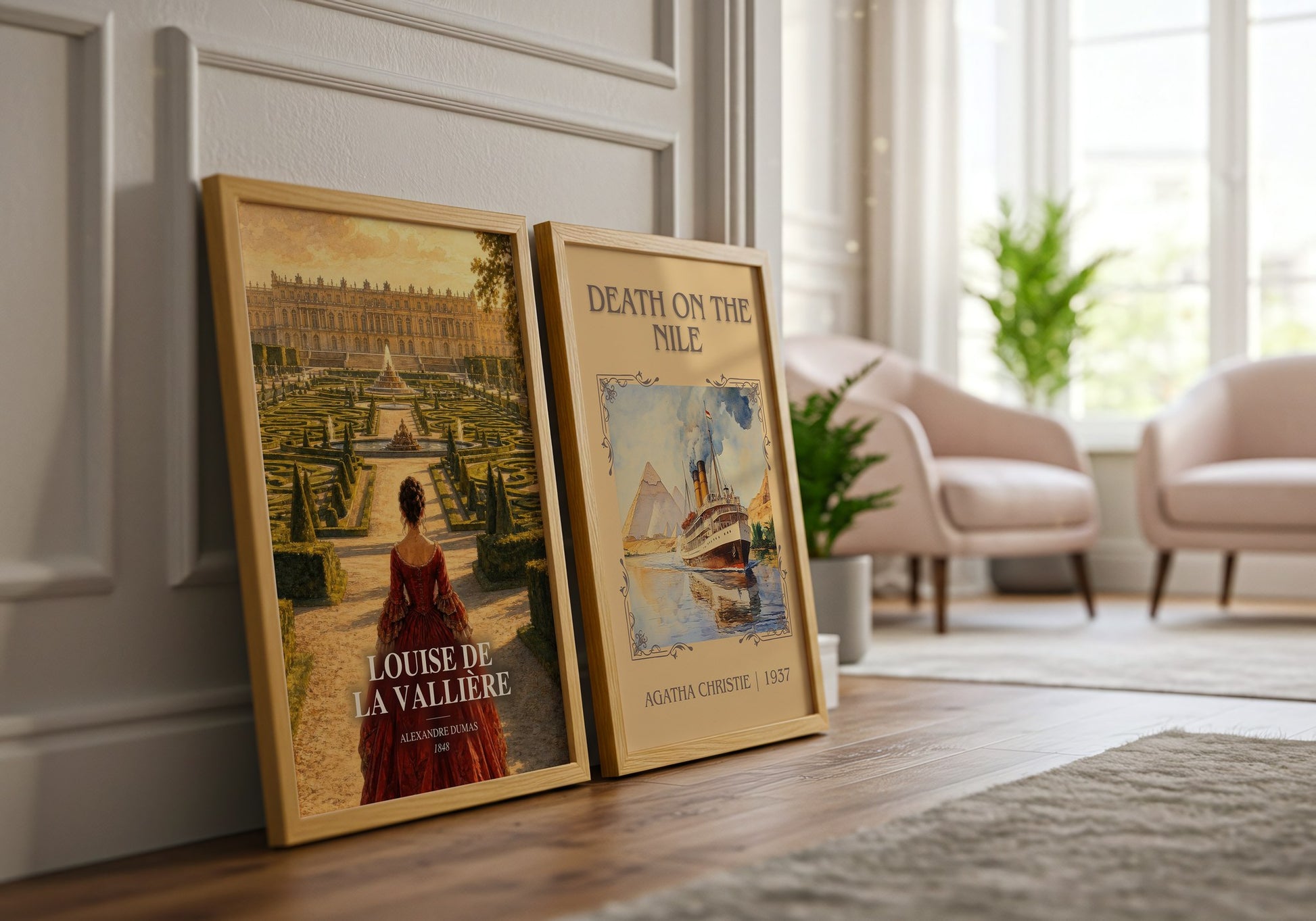 Louise De La Vallière watercolour print framed by window – literary home decor