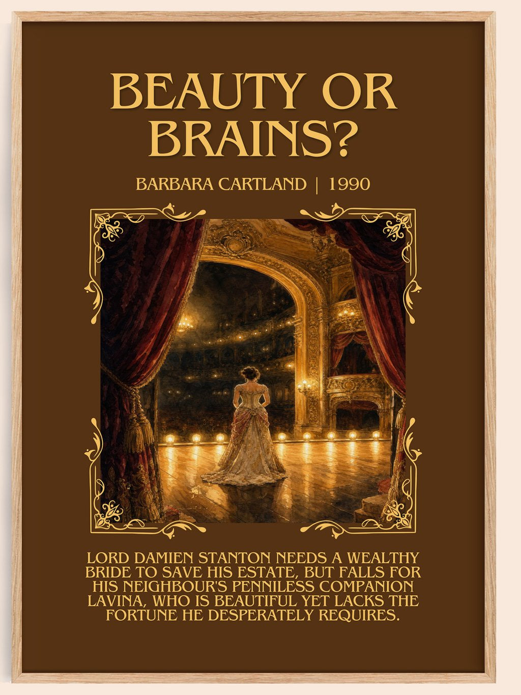 Beauty Or Brains? Minimalist Book Poster by Barbara Cartland – book poster
