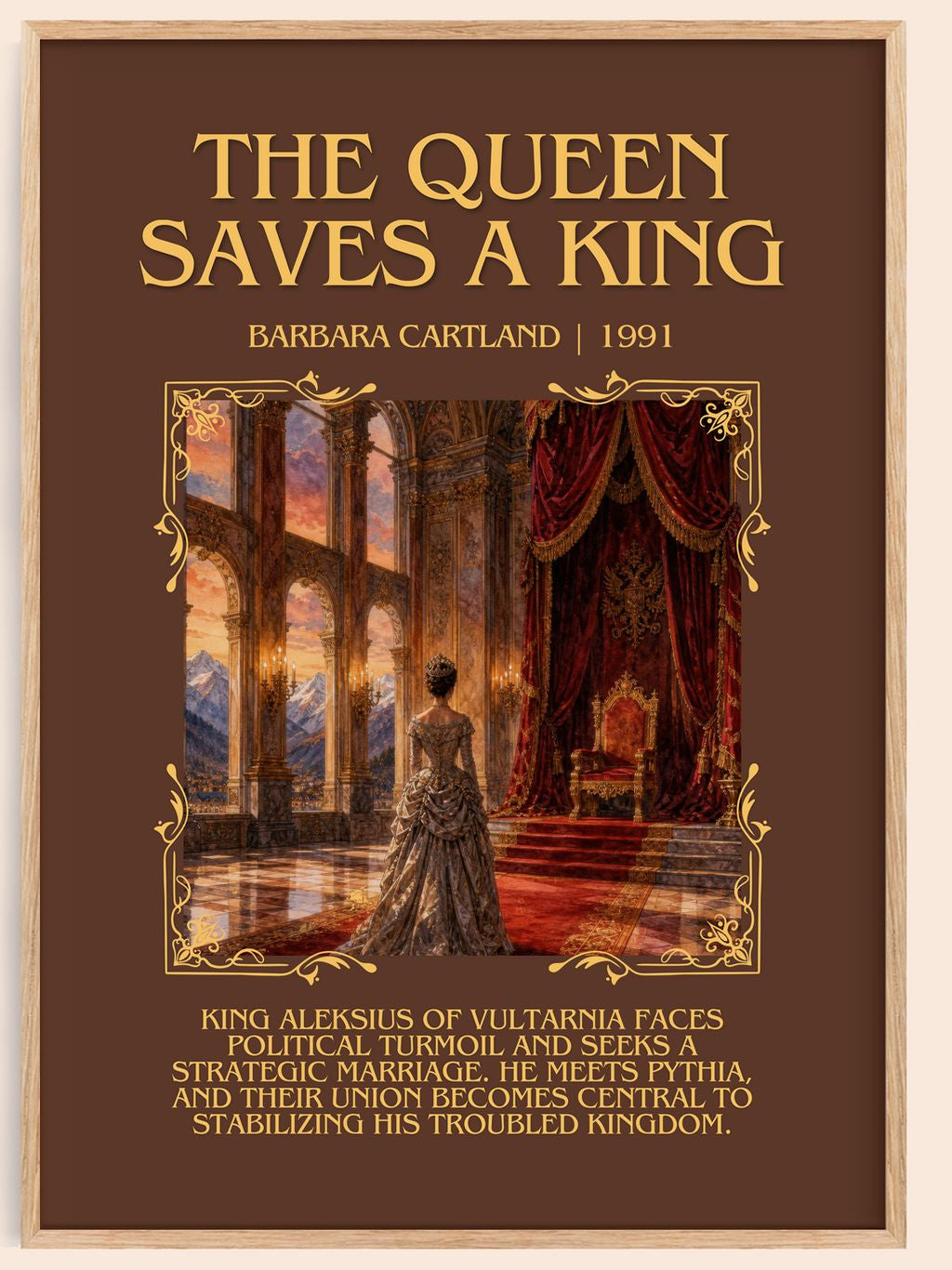 The Queen Saves A King Minimalist Book Poster by Barbara Cartland – book poster