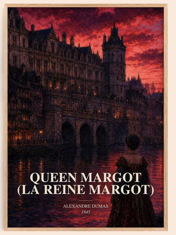 Queen Margot (La Reine Margot) watercolour book poster by Alexandre Dumas – framed literary art print