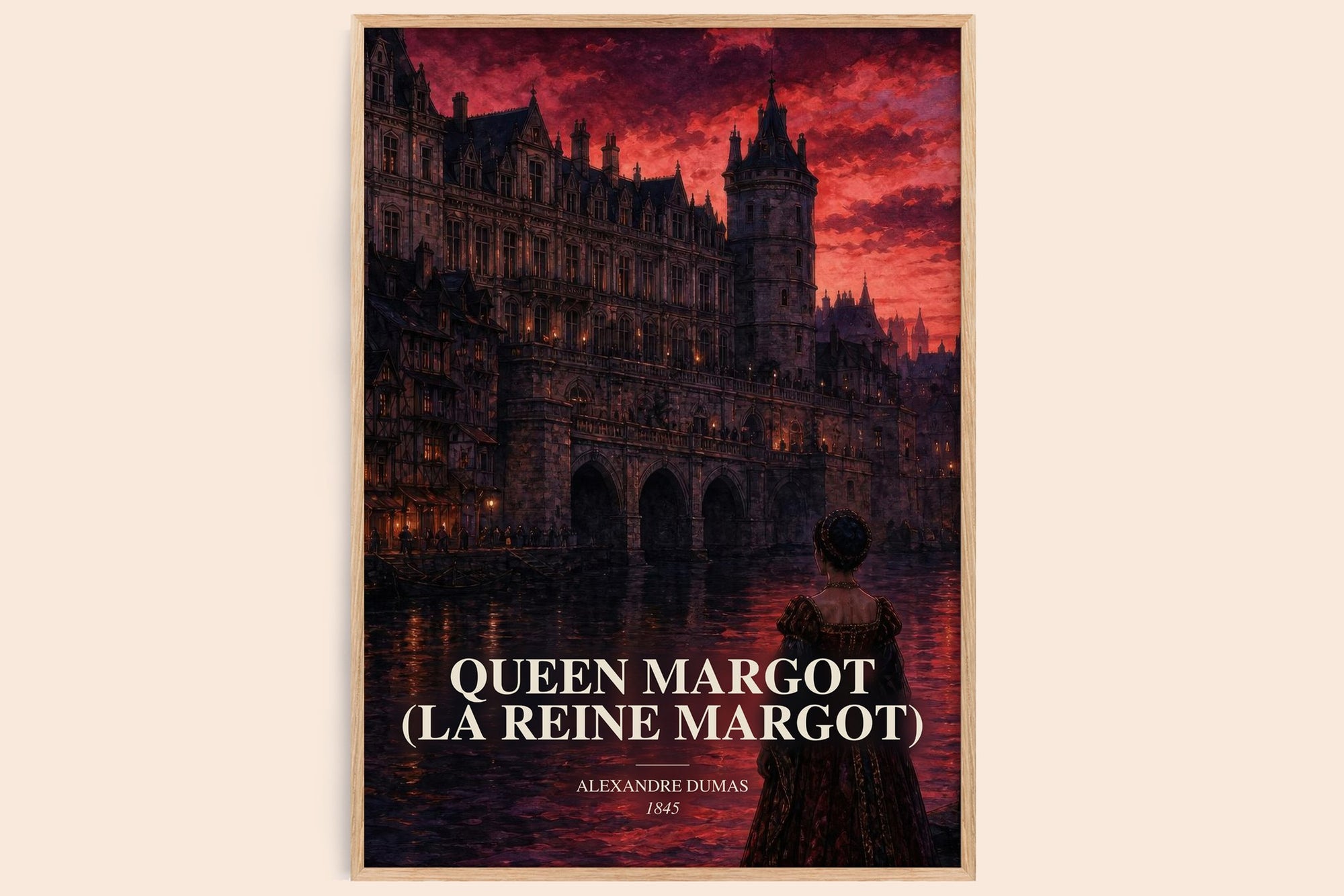 Queen Margot (La Reine Margot) watercolour book poster by Alexandre Dumas – framed literary art print