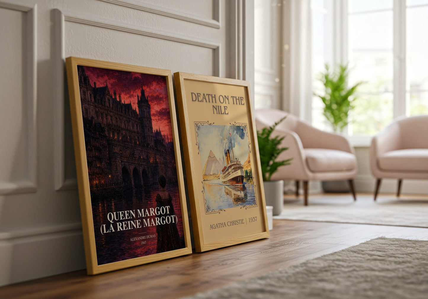 Queen Margot (La Reine Margot) watercolour print framed by window – literary home decor