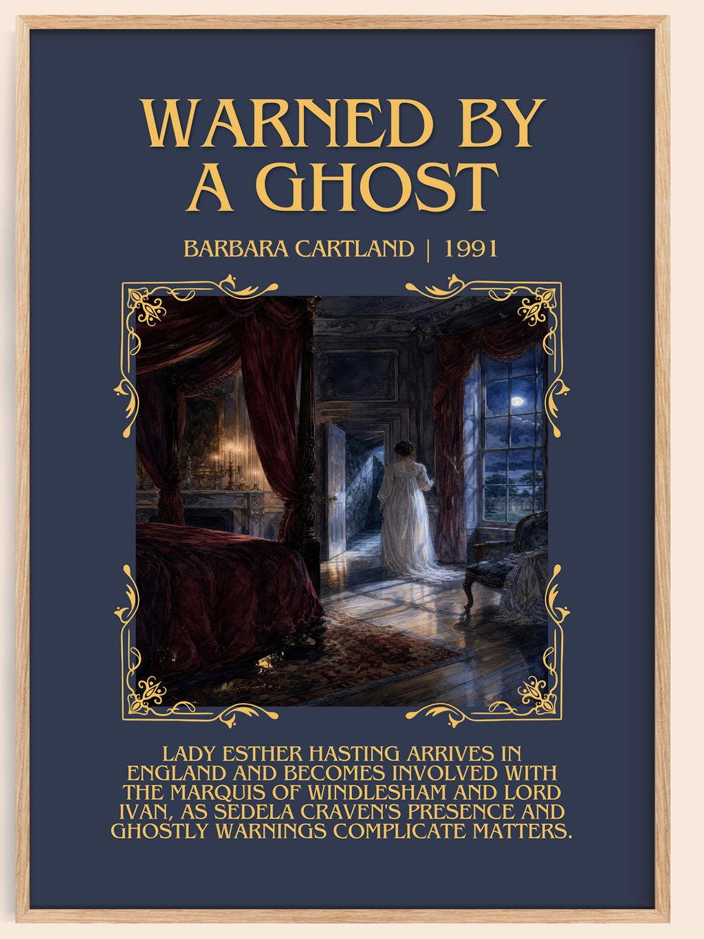Warned By A Ghost Minimalist Book Poster by Barbara Cartland – book poster