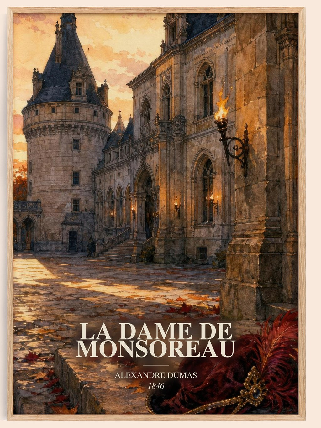 La Dame De Monsoreau watercolour book poster by Alexandre Dumas – framed literary art print