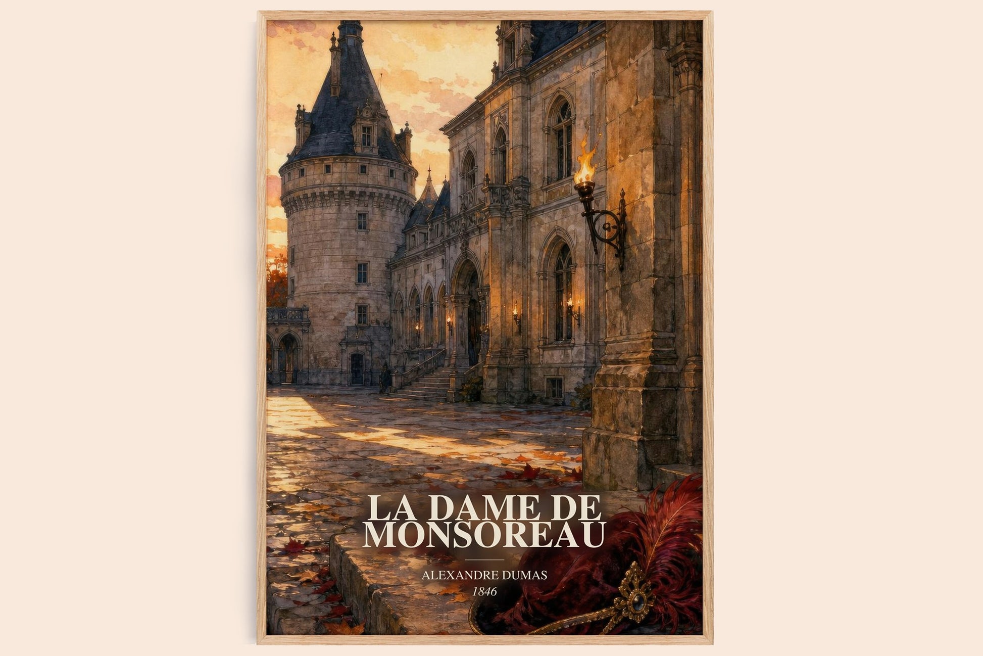 La Dame De Monsoreau watercolour book poster by Alexandre Dumas – framed literary art print