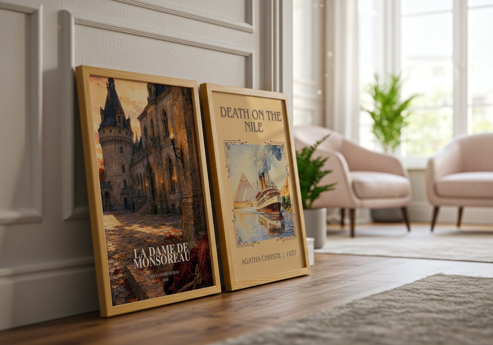 La Dame De Monsoreau watercolour print framed by window – literary home decor