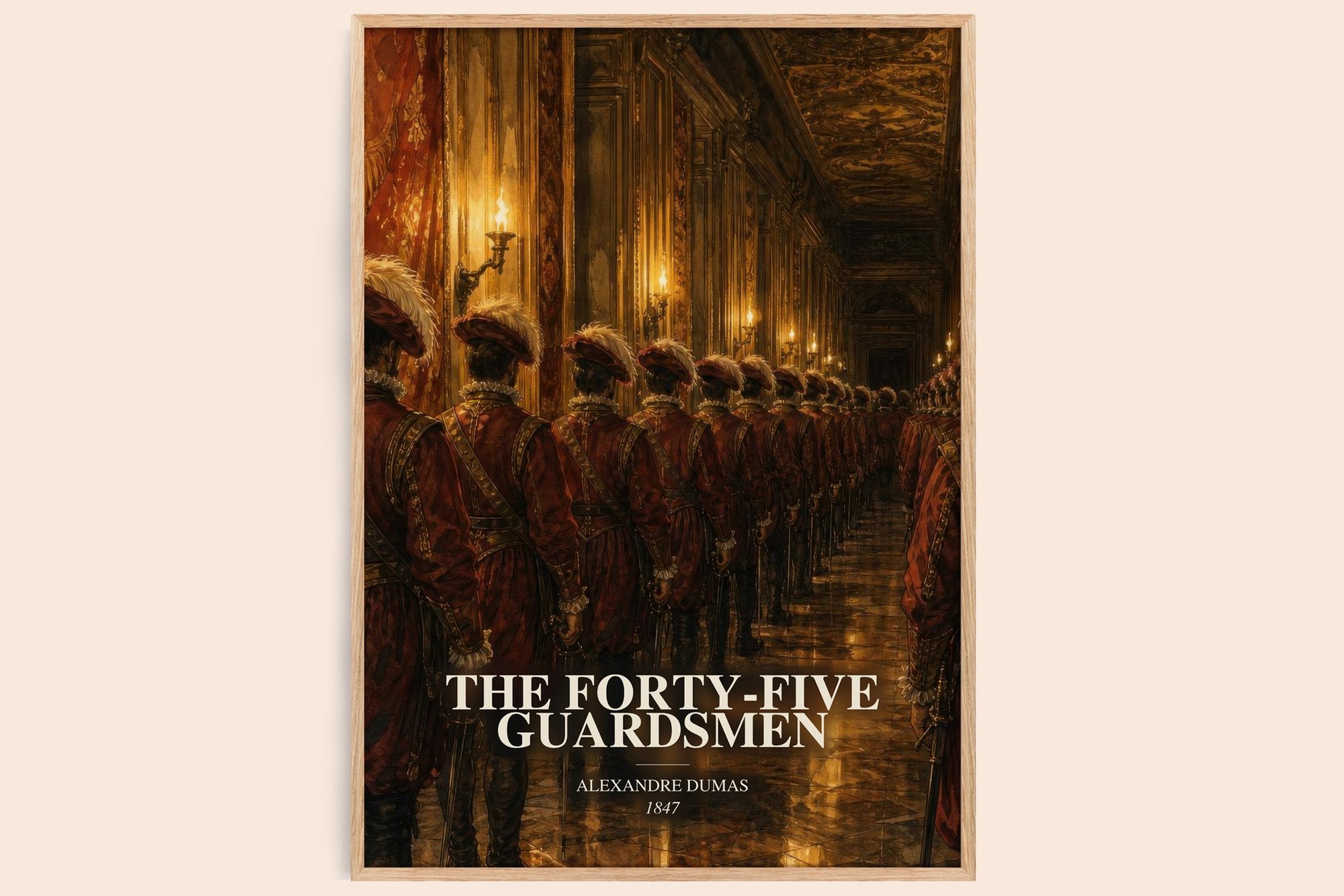 The Forty-Five Guardsmen watercolour book poster by Alexandre Dumas – framed literary art print