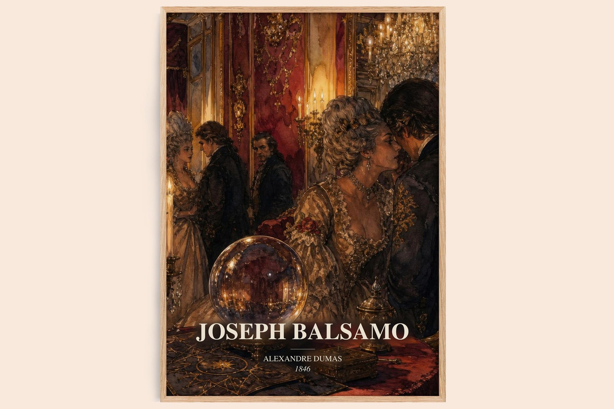 Joseph Balsamo watercolour book poster by Alexandre Dumas – framed literary art print