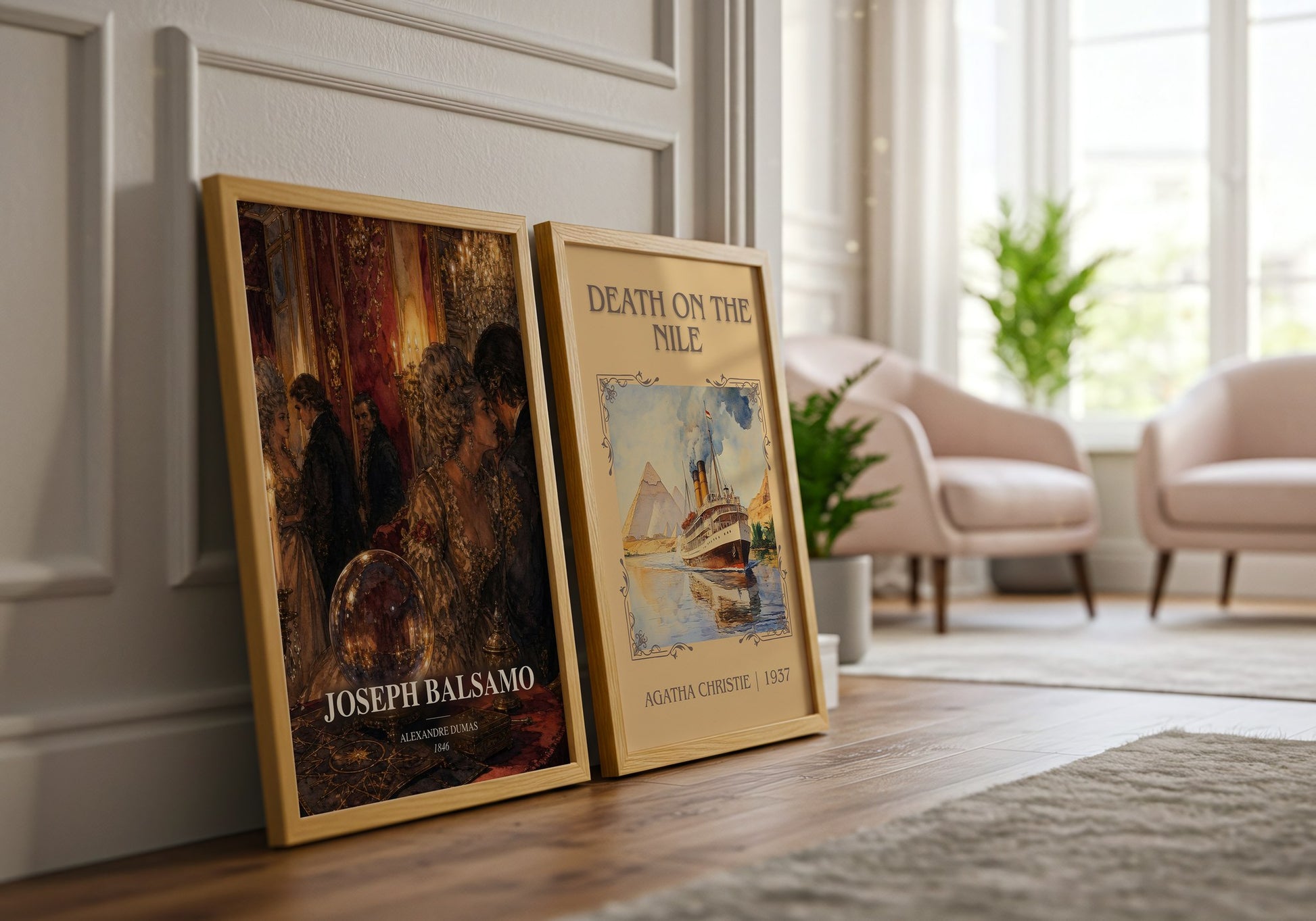 Joseph Balsamo watercolour print framed by window – literary home decor