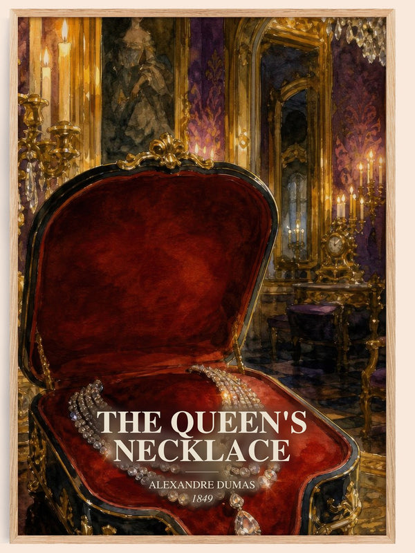 The Queen'S Necklace watercolour book poster by Alexandre Dumas – framed literary art print