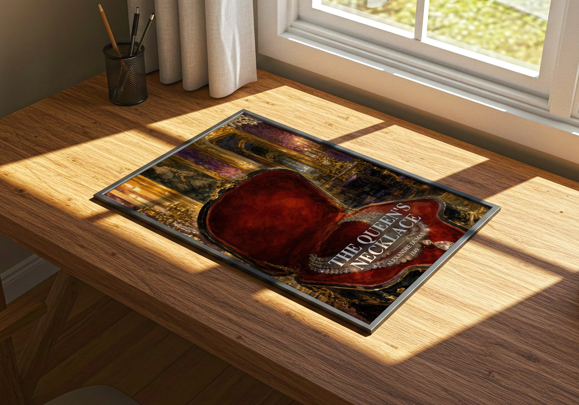 The Queen'S Necklace watercolour book poster framed on wall – historical fiction wall art