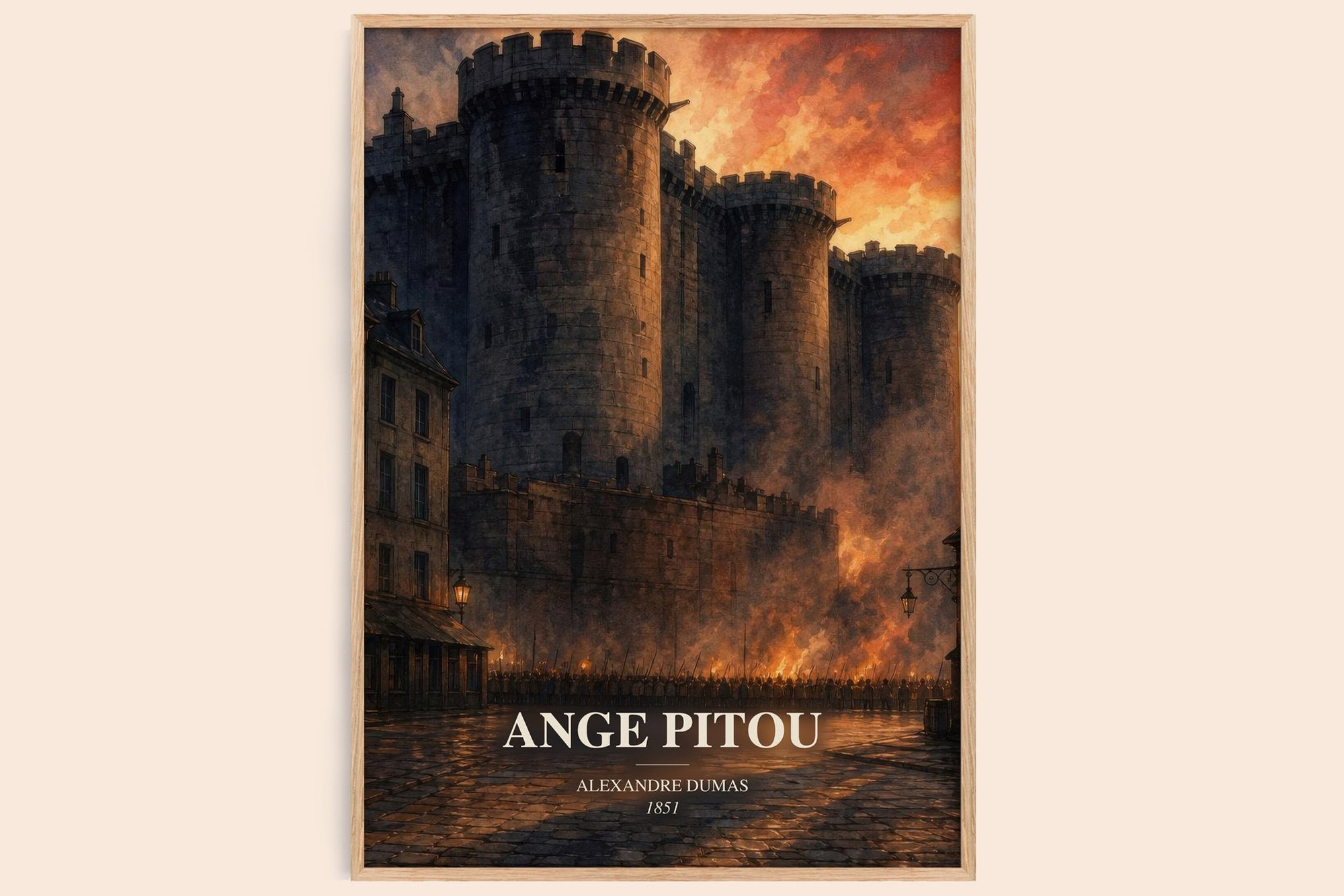 Ange Pitou watercolour book poster by Alexandre Dumas – framed literary art print