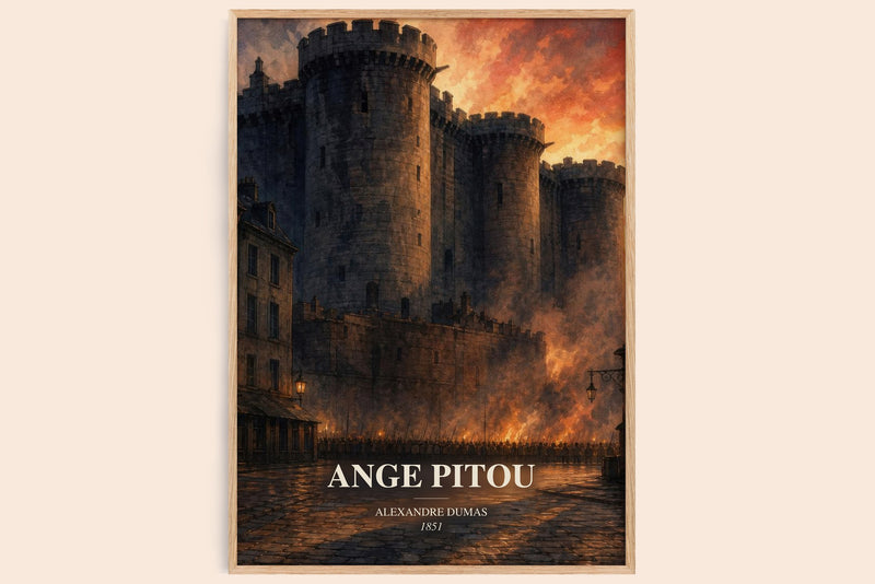 Ange Pitou watercolour book poster by Alexandre Dumas – framed literary art print